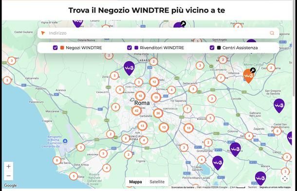 Trovare negozio WINDTRE