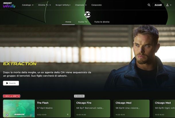 Aprire pagina canale 20 Mediaset PC