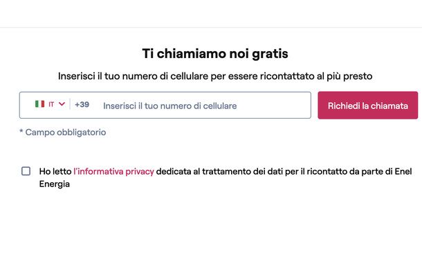 Compilare modulo chiamata Enel