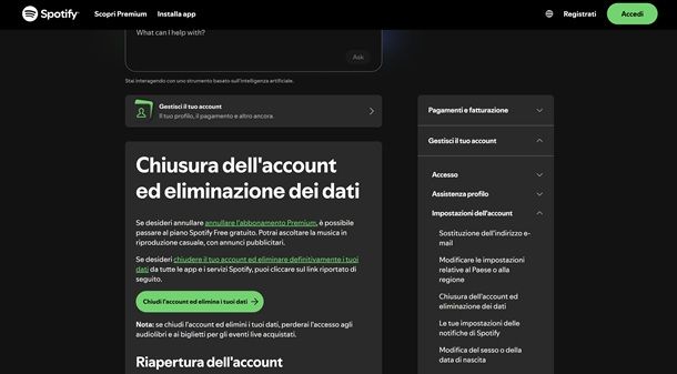 Come cancellare un account