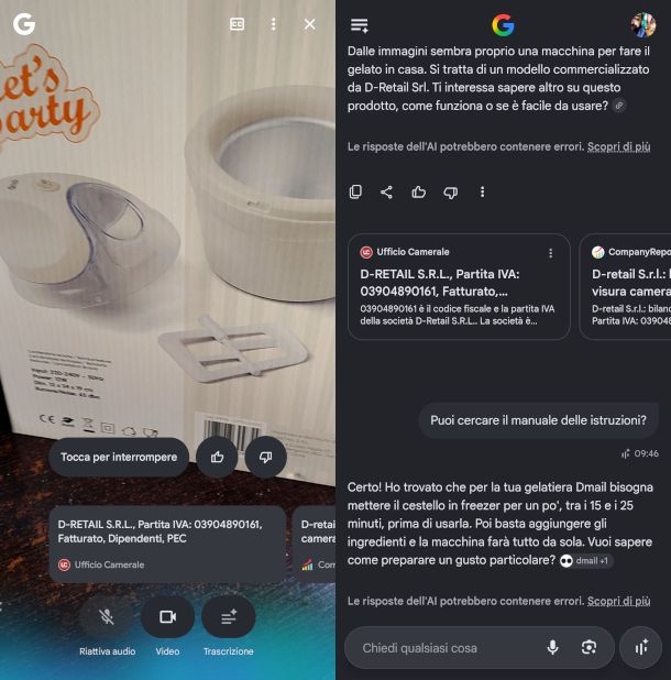 schermate modalit&agrave; Live su Google Lens