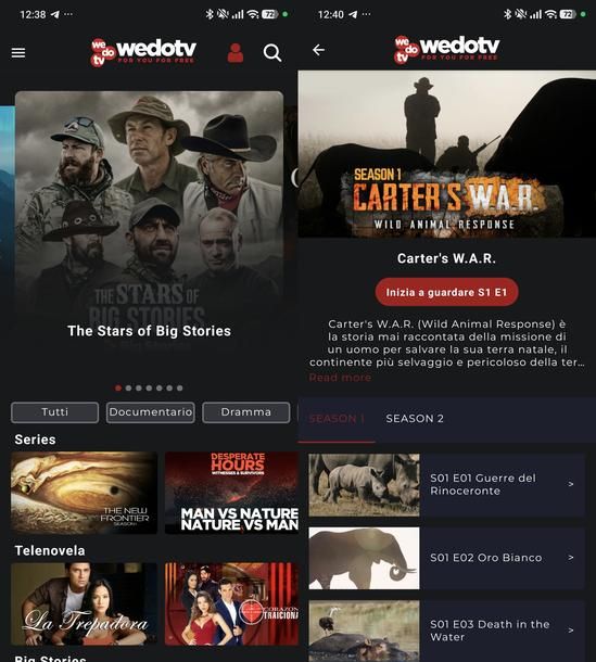 Guardare serie TV gratis wedotv Android