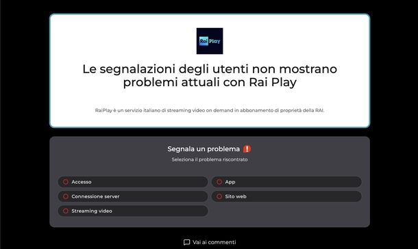 Verificare stato RaiPlay Downdetector PC