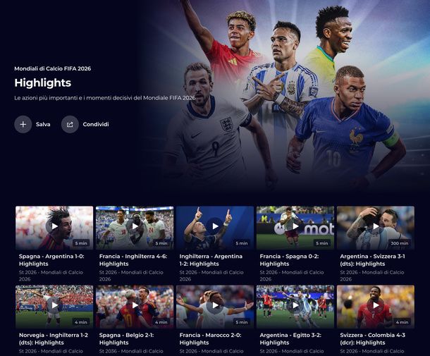 Highlights dei Mondiali di Calcio su RaiPlay