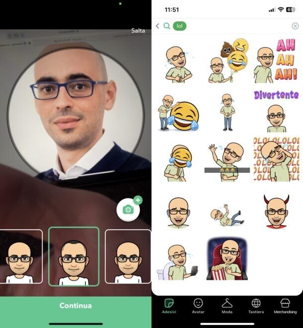 Creazione Bitmoji app
