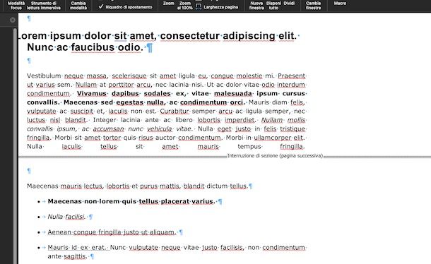 Visualizzare interruzione di sezione Word macOS