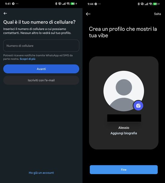 Registrarsi su Instagram Android