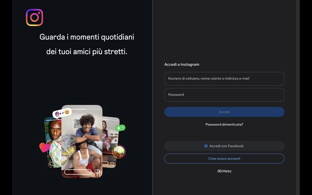 Creare un nuovo account Instagram su PC