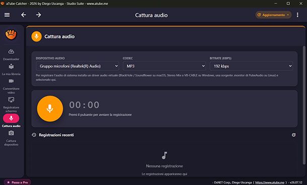 Cattura audio