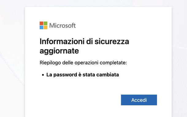 Confermare cambio password Outlook PC
