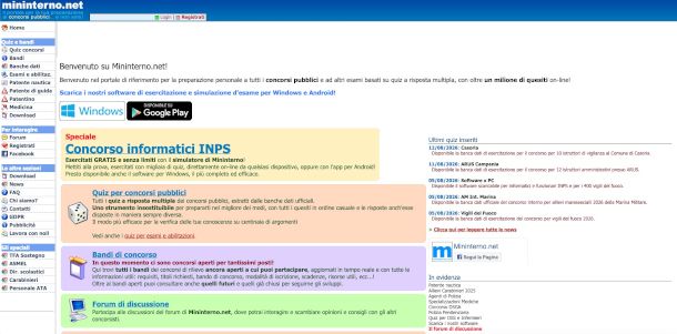 home page sito Miniterno
