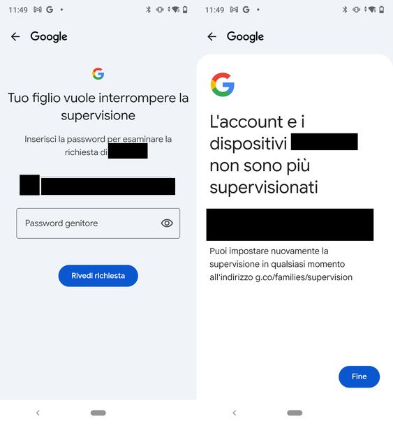 Interrompere la supervisione Family Link su Android