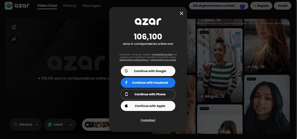 registrazione azar