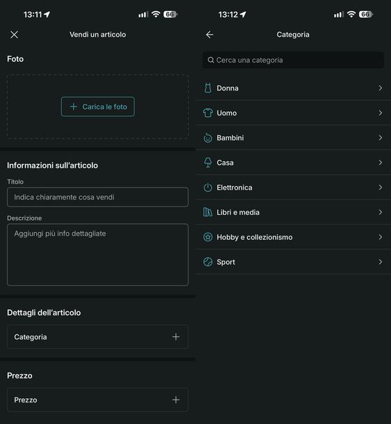 Vendere un articolo su Vinted iOS