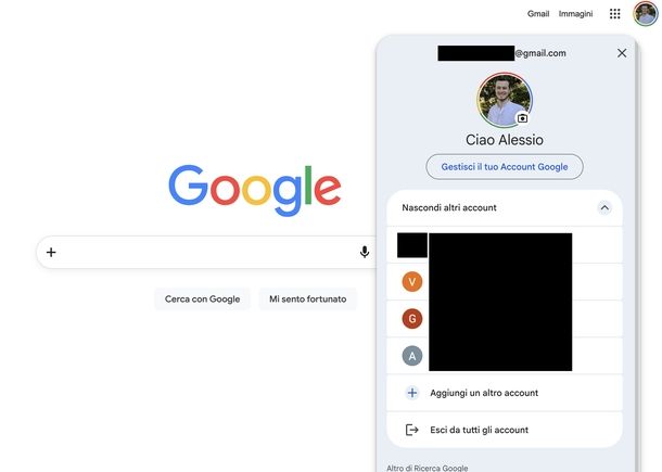 Aggiungere un altro account Google PC