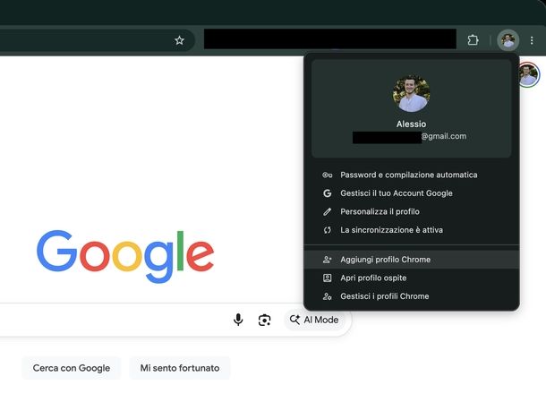 Aggiungere profilo Chrome PC