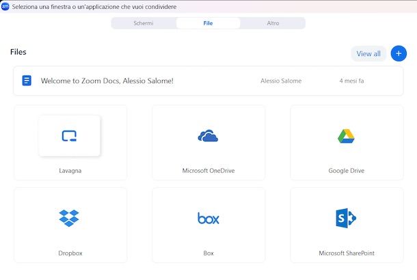 Condividere file Zoom Windows