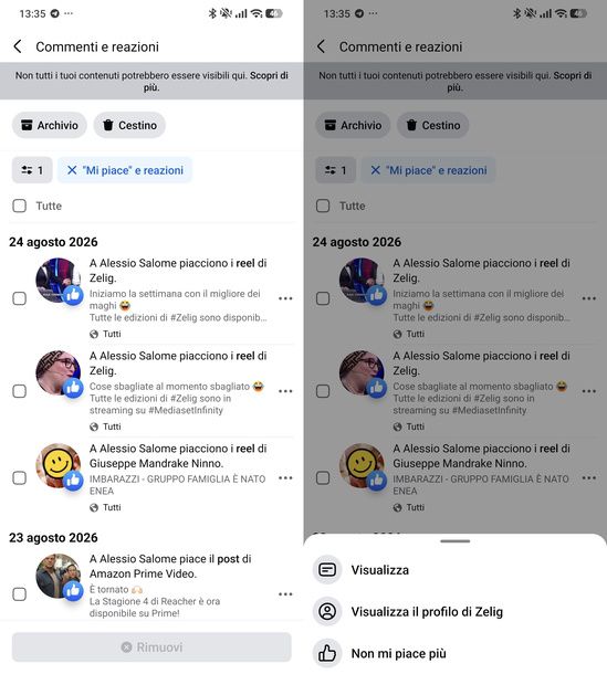Aprire Post o Profilo da Mi piace Android