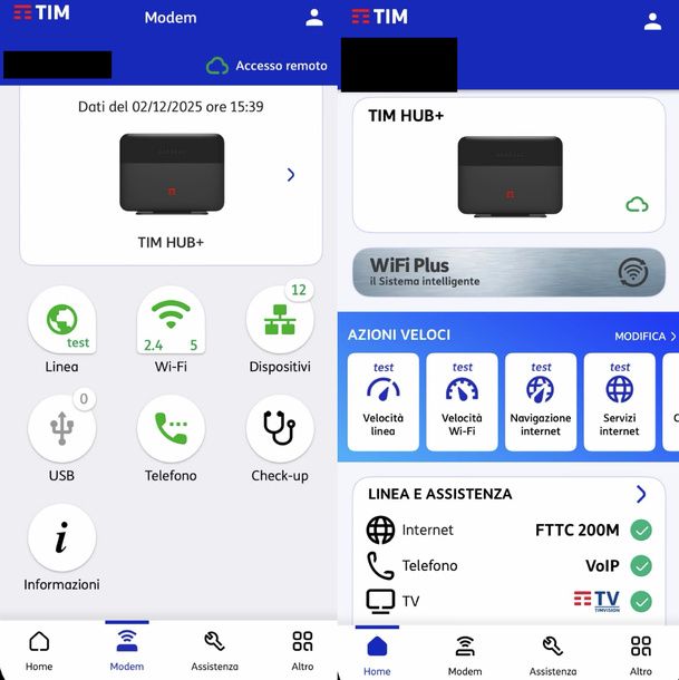 Gestire Wi-Fi app TIM Modem iPhone