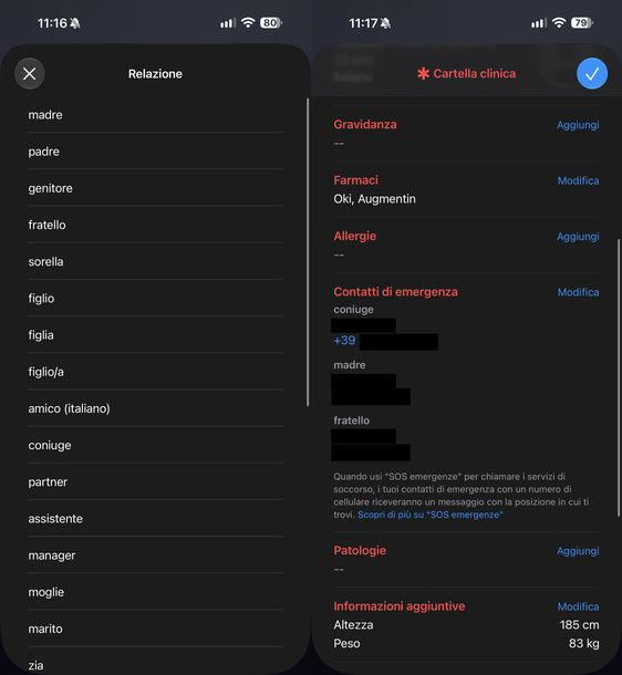 Aggiungere fratello ai contatti di emergenza iOS