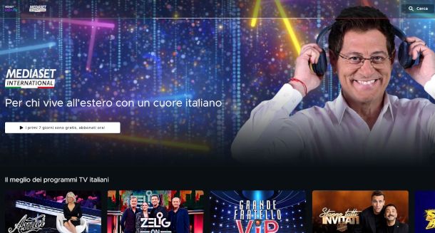 home page sito Mediaset International