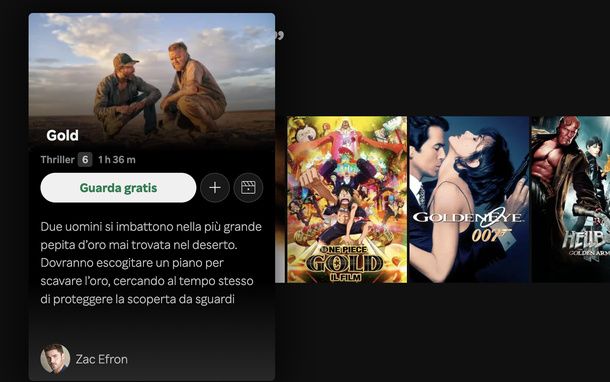 Cercare un film su Rakuten TV PC