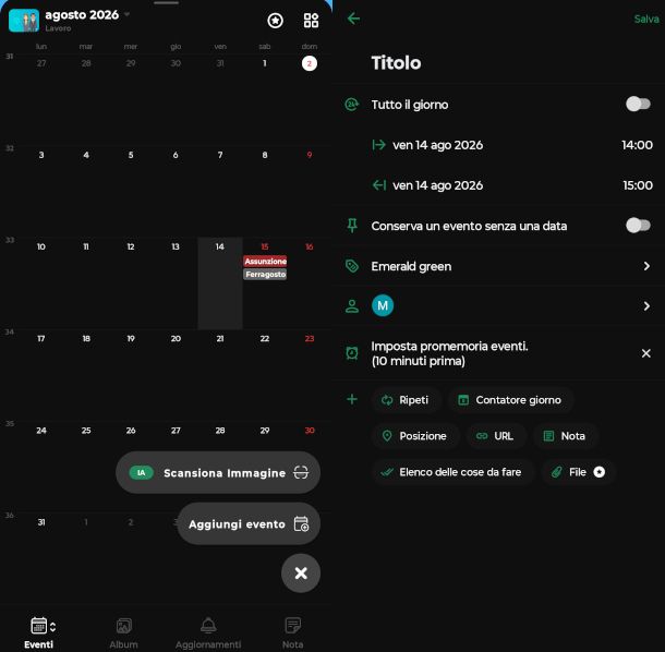 schermate app TimeTree