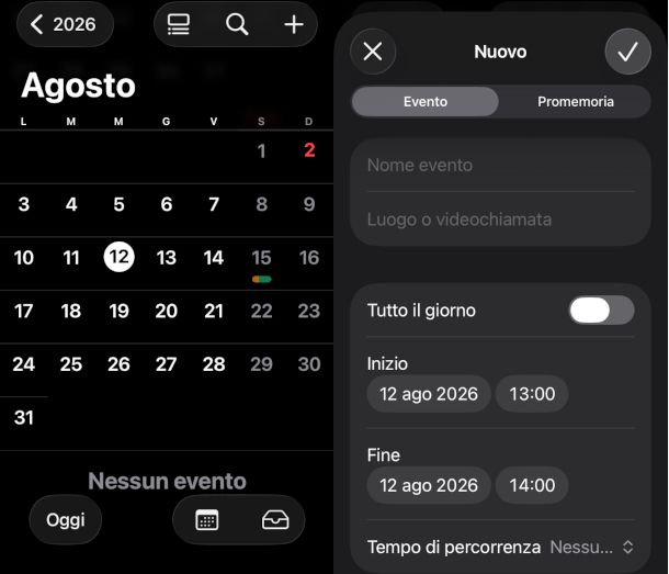 schermate calendario Apple