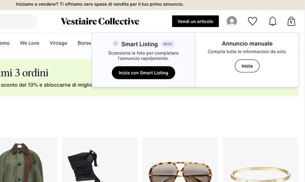 Creare un annuncio su Vestiaire Collective