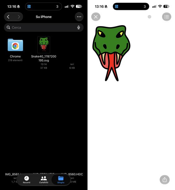 Aprire file SVG con app File iOS
