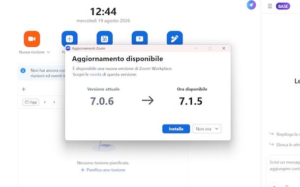 Aggiornare Zoom Workplace Windows