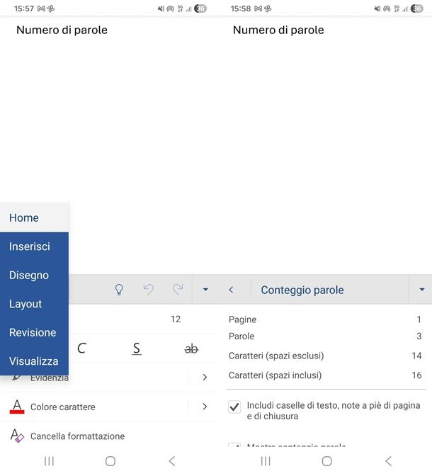 conteggio parole word mobile