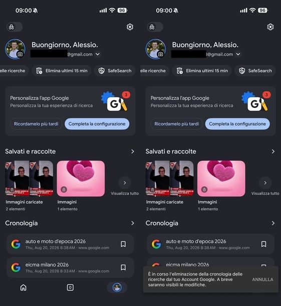 Eliminare cronologia ricerche Google iPhone