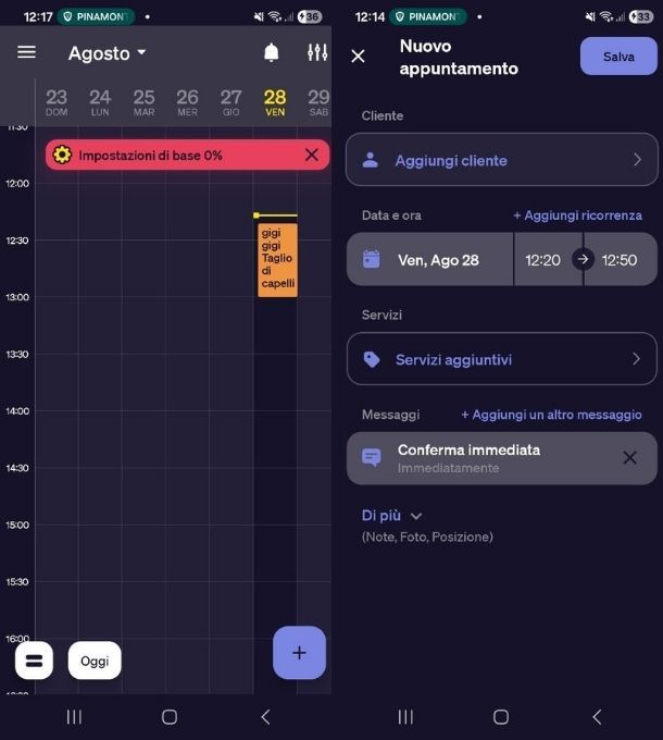 App per appuntamenti clienti