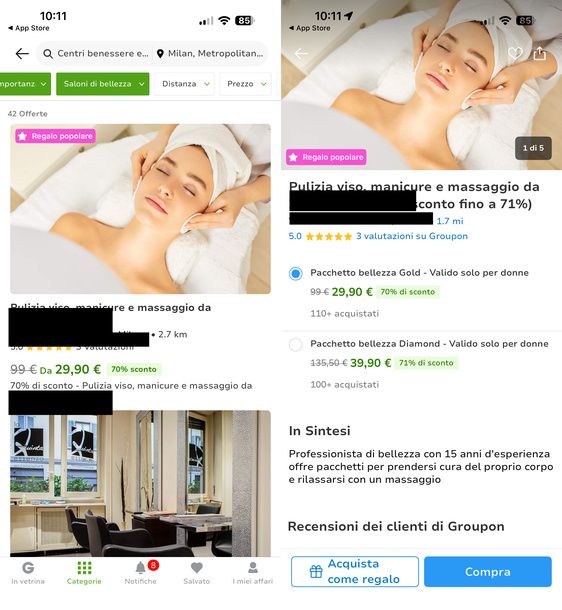 Acquistare offerte su Groupon iOS