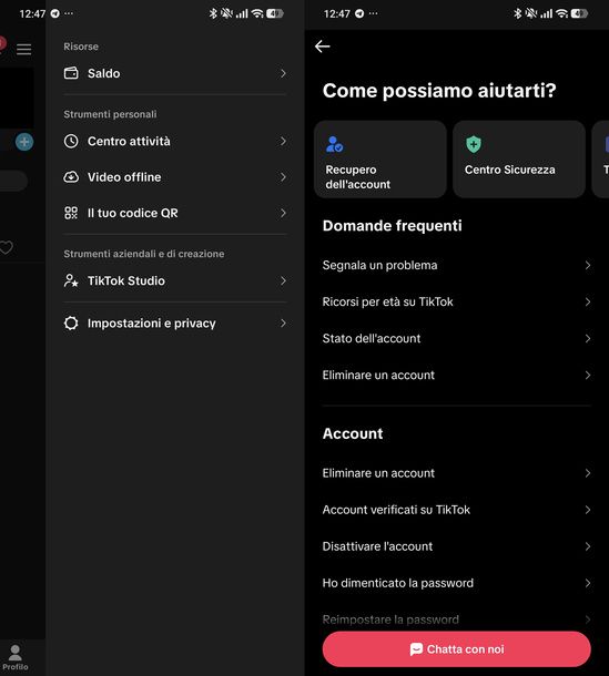 Contattare assistenza TikTok Smartphone