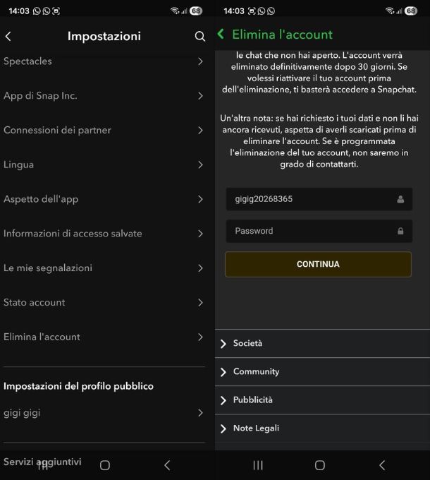 Come cancellare un account