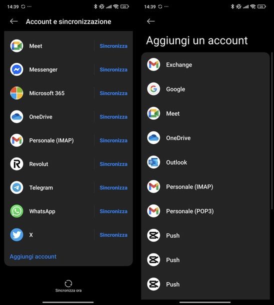 Aggiungere account Google impostazioni Android