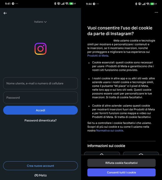 Accedere a Instagram Android