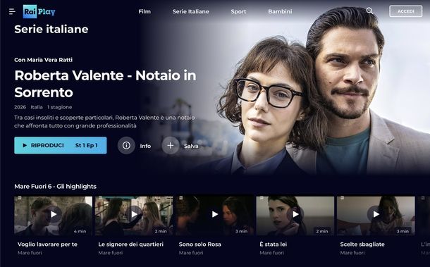 RaiPlay sito Web
