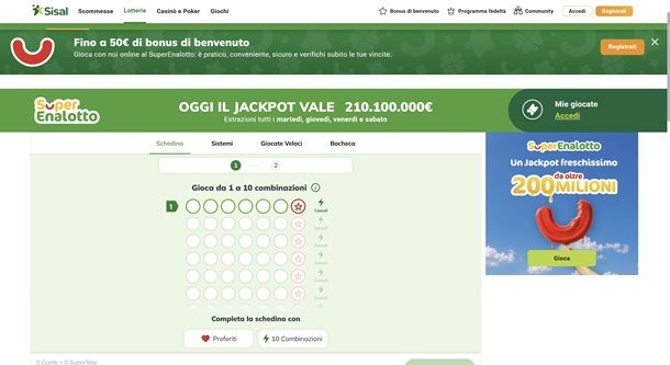 Come giocare al SuperEnalotto