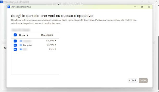 Sincronizzazione selettiva