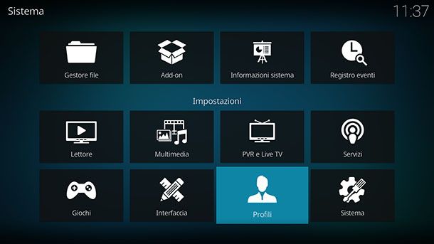 Impostazioni Kodi