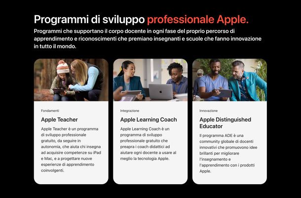 Programmi di sviluppo professionale Apple docenti