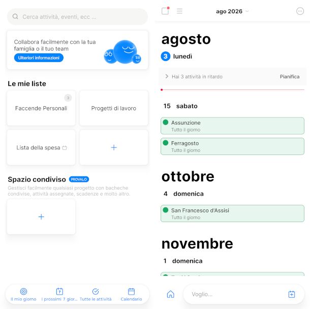 schermate app Any.do