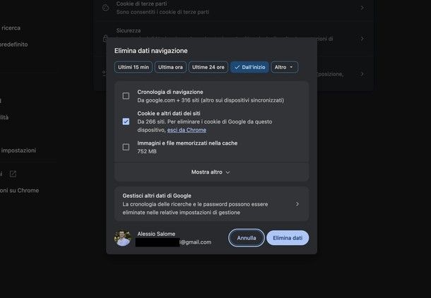 Eliminare cronologia Google Chrome PC