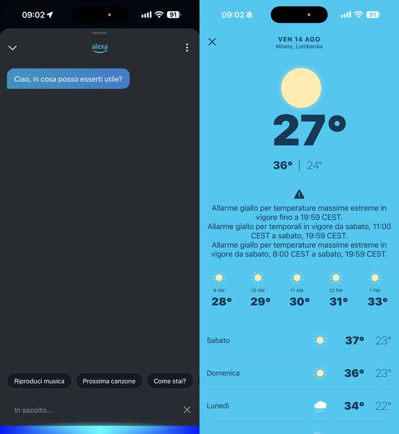 Fare una domanda vocale App Alexa