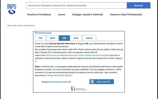 Accedere con le credenziali CIE PC