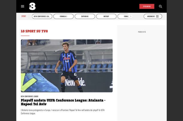 Sport su TV8 tra calcio e motori
