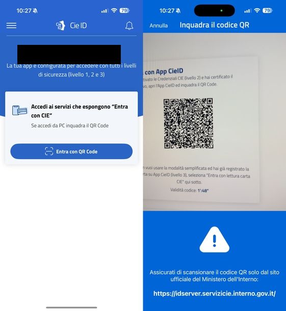 Accedere con QR Code CieID PC